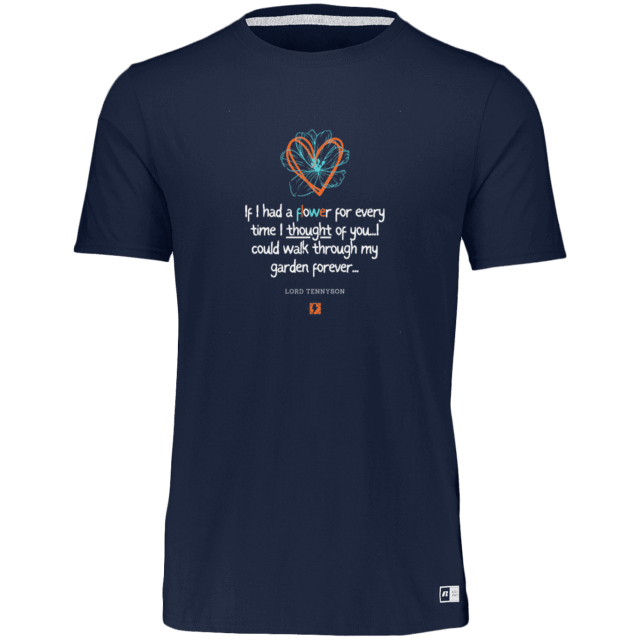 Men's Essential Dri-Power T-Shirt 64STTM with inspiring Tennyson quote: LT104 - Thinking of you - Color: Navy