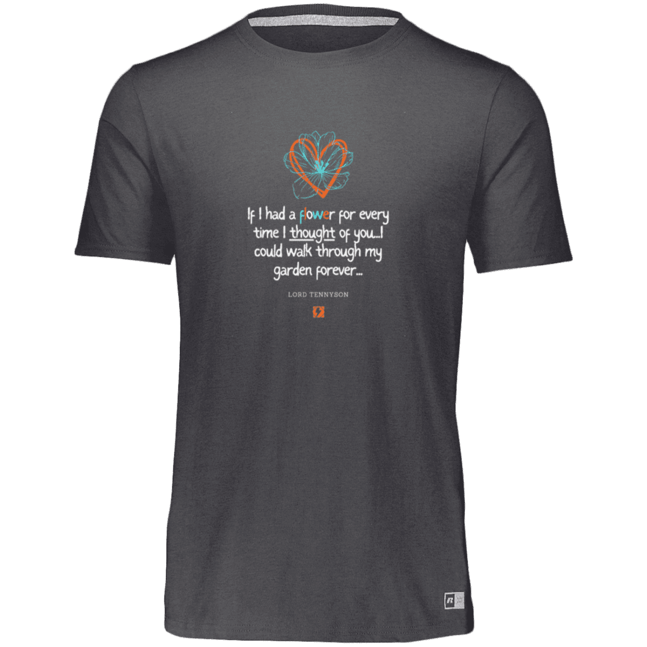 Men's Essential Dri-Power T-Shirt 64STTM with inspiring Tennyson quote: LT104 - Thinking of you - Color: Black Heather