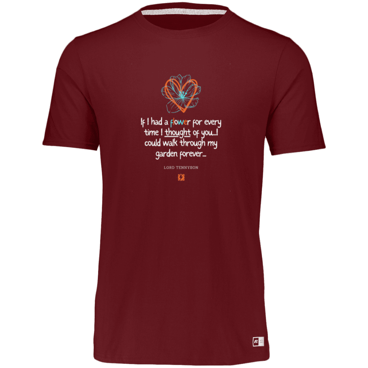 Men's Essential Dri-Power T-Shirt 64STTM with inspiring Tennyson quote: LT104 - Thinking of you - Color: Cardinal