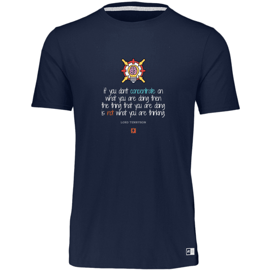 Men's Essential Dri-Power T-Shirt 64STTM with inspiring Tennyson quote: LT105 - Concentrate on your task - Color: Navy