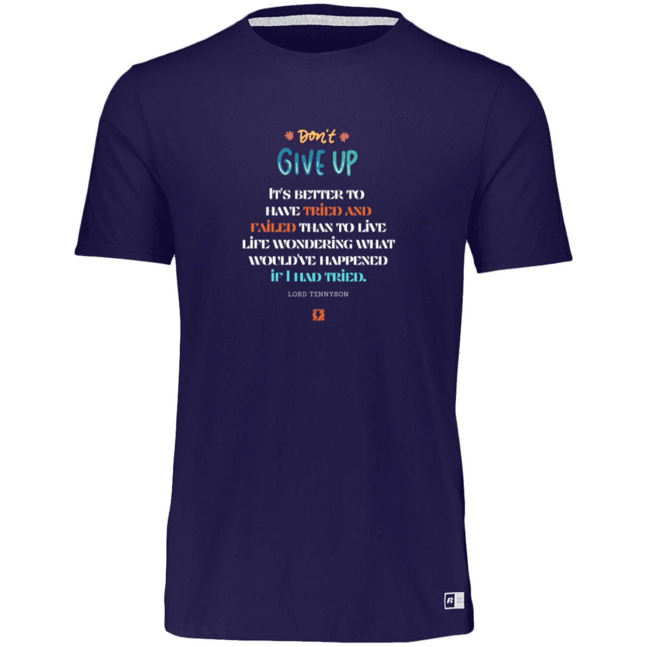 Men's Essential Dri-Power T-Shirt 64STTM with inspiring Tennyson quote: LT106 - Failure better than non-attempt - Color: Purple