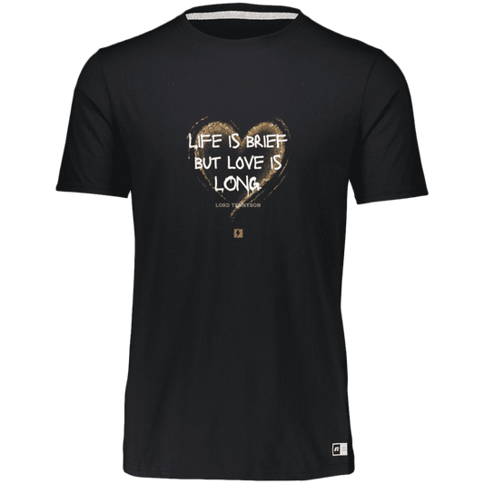 Men's Essential Dri-Power T-Shirt 64STTM with inspiring Tennyson quote: LT108 - Life vs Love - Color: Black