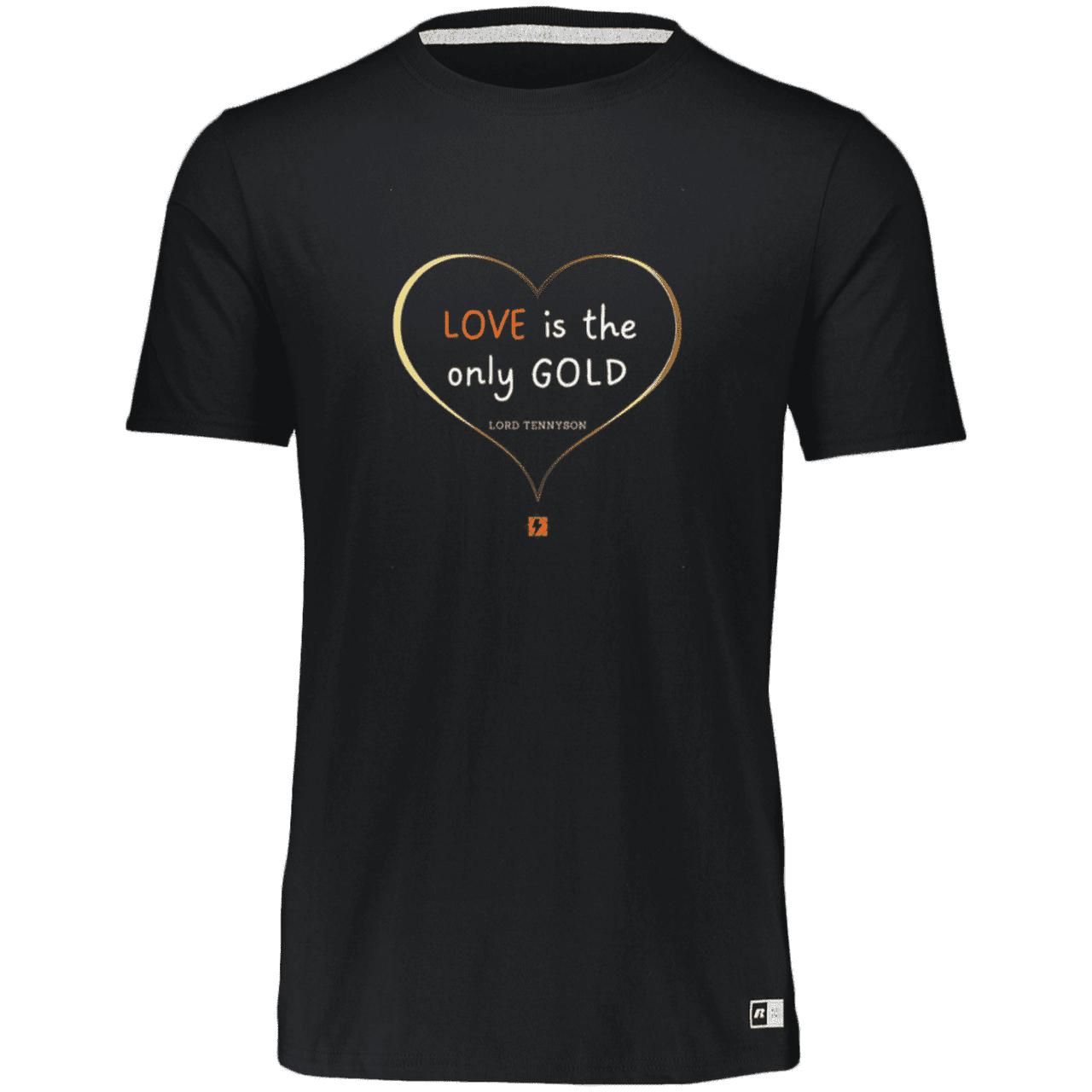 Men's Essential Dri-Power T-Shirt 64STTM with inspiring Tennyson quote: LT109 - Love is Gold - Color: Black