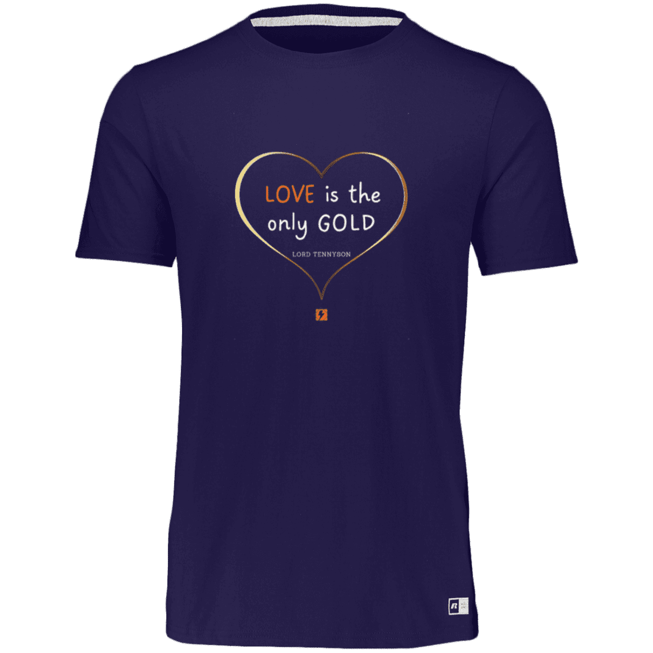 Men's Essential Dri-Power T-Shirt 64STTM with inspiring Tennyson quote: LT109 - Love is Gold - Color: Purple