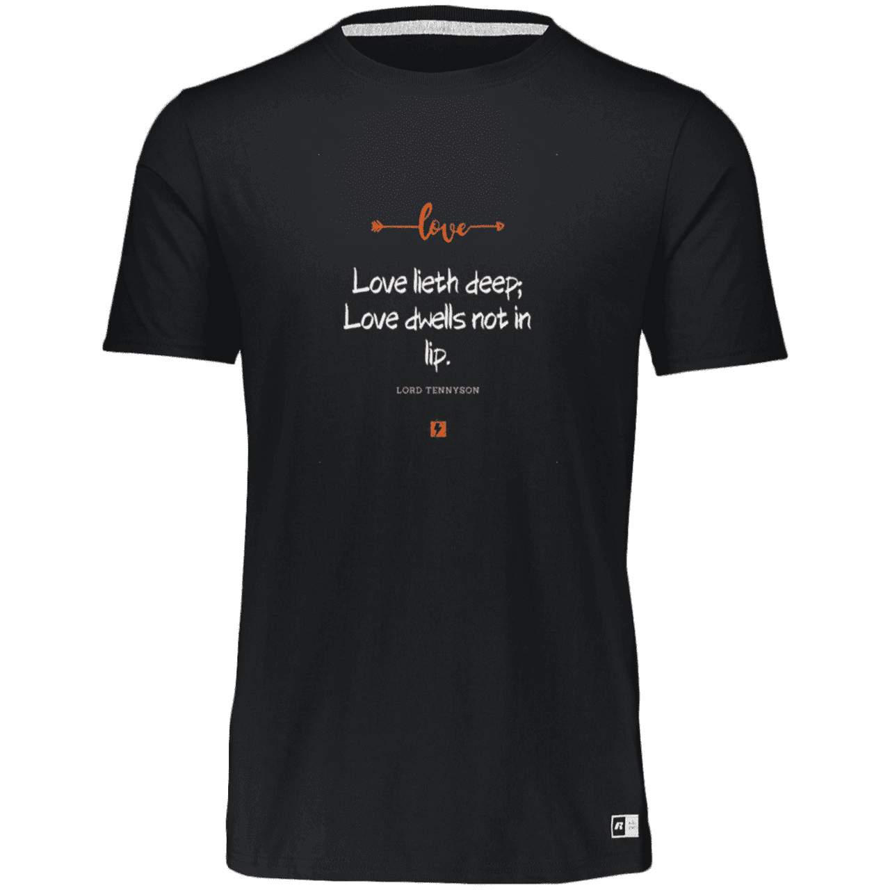 Men's Essential Dri-Power T-Shirt 64STTM with inspiring Tennyson quote: LT110 - Love is in the depth of the heart - Color: Black