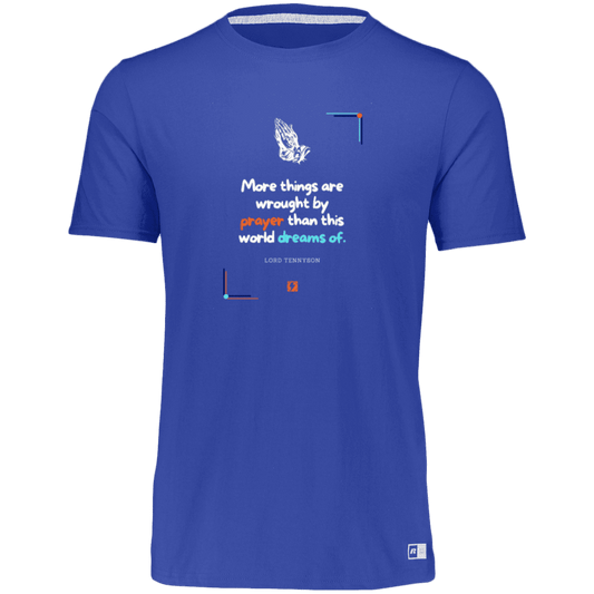 Men's Essential Dri-Power T-Shirt 64STTM with inspiring Tennyson quote: LT111 - Prayer accomplishes things not dreams - Color: Royal Blue