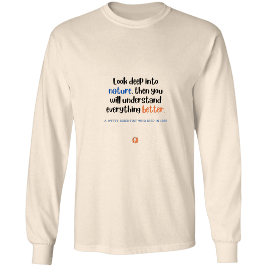 Men's LS Ultra Cotton Light with inspiring Einstein quote: E108 - Look to nature to understand everything - Color: Natural