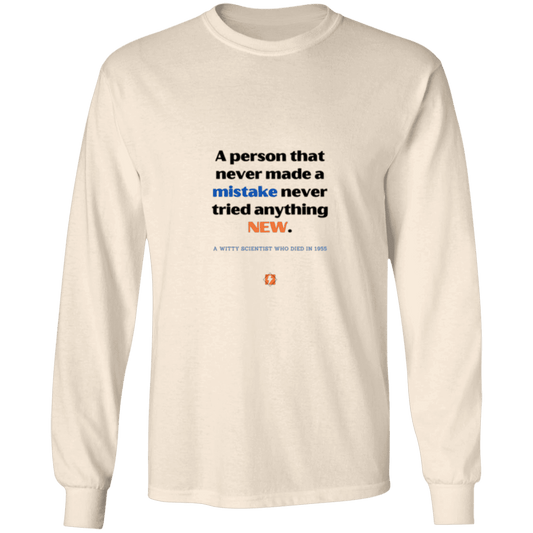 Men's LS Ultra Cotton Light with inspiring Einstein quote: E118 - Try new things and learn from mistakes - Color: Natural