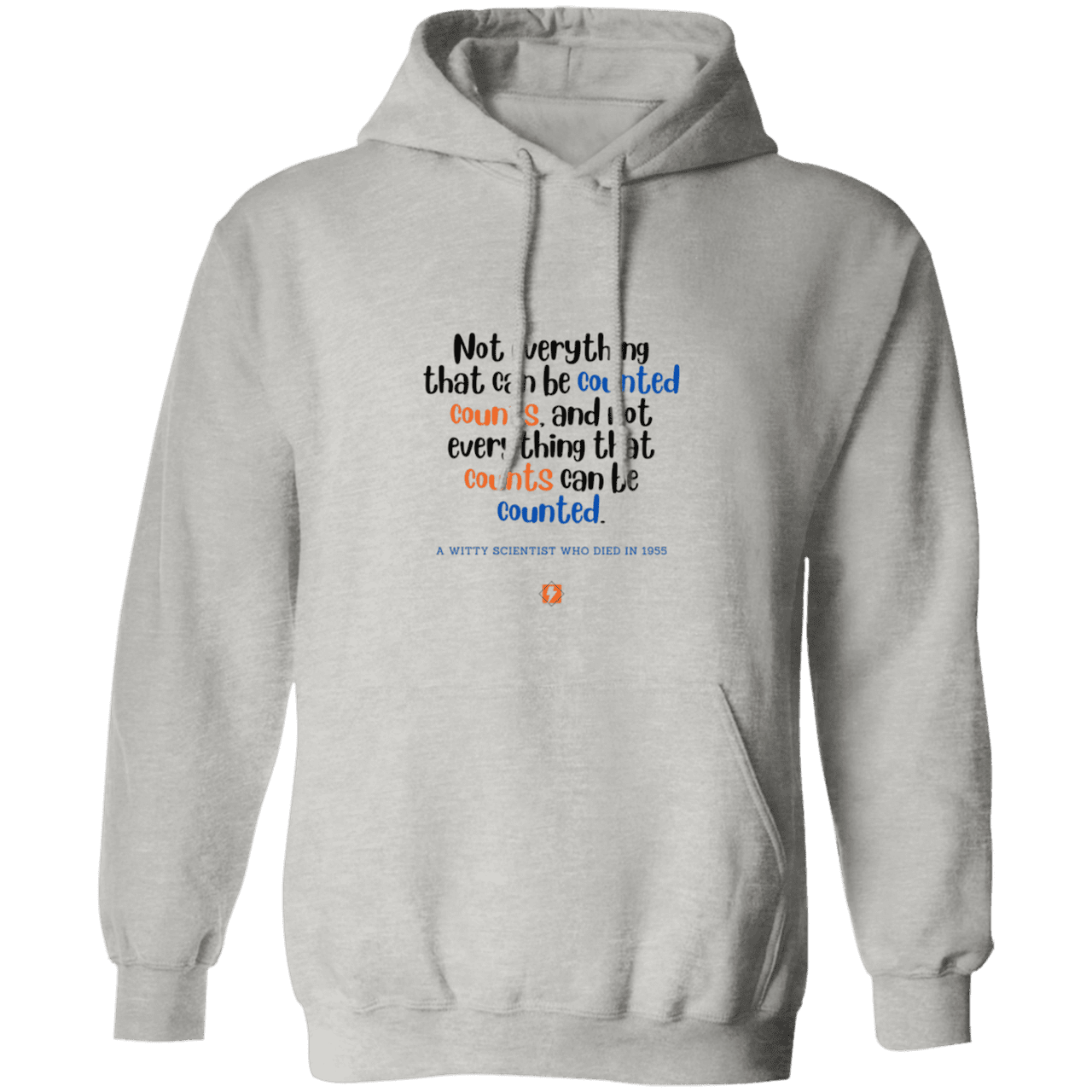 Men's Pullover Hoodie G185 with inspiring Einstein quote: E104 - Not everything that can be counted counts - Color: Ash