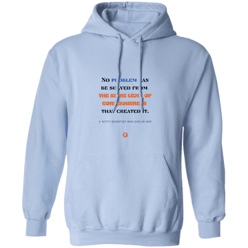 Men's Pullover Hoodie G185 with inspiring Einstein quote: E111 - Problem solving needs fresh thinking - Color: Light Blue