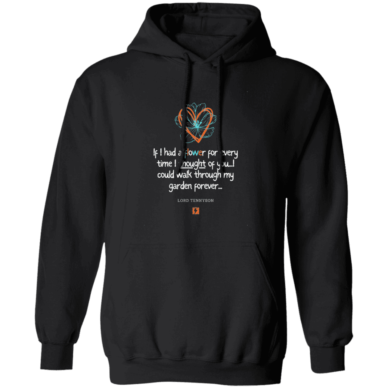 Men's Pullover Hoodie G185 with inspiring Tennyson quote: LT104 - Thinking of you - Color: Black