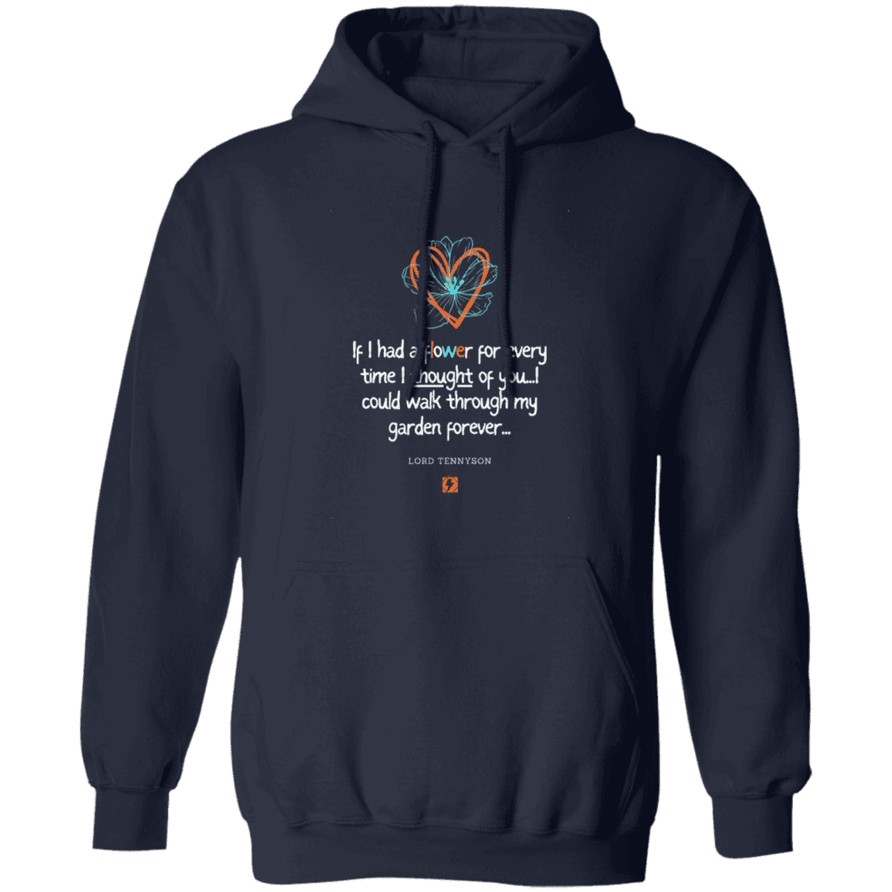 Men's Pullover Hoodie G185 with inspiring Tennyson quote: LT104 - Thinking of you - Color: Navy