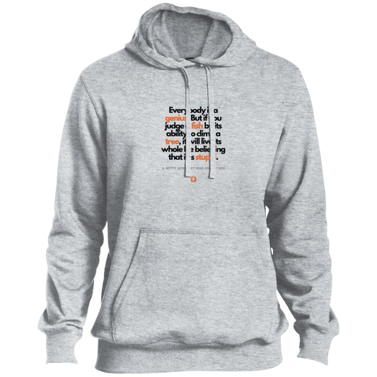 Men's Pullover Hoodie ST254 with inspiring Einstein quote: E103 - Everybody is a genius - Color: Athletic Heather