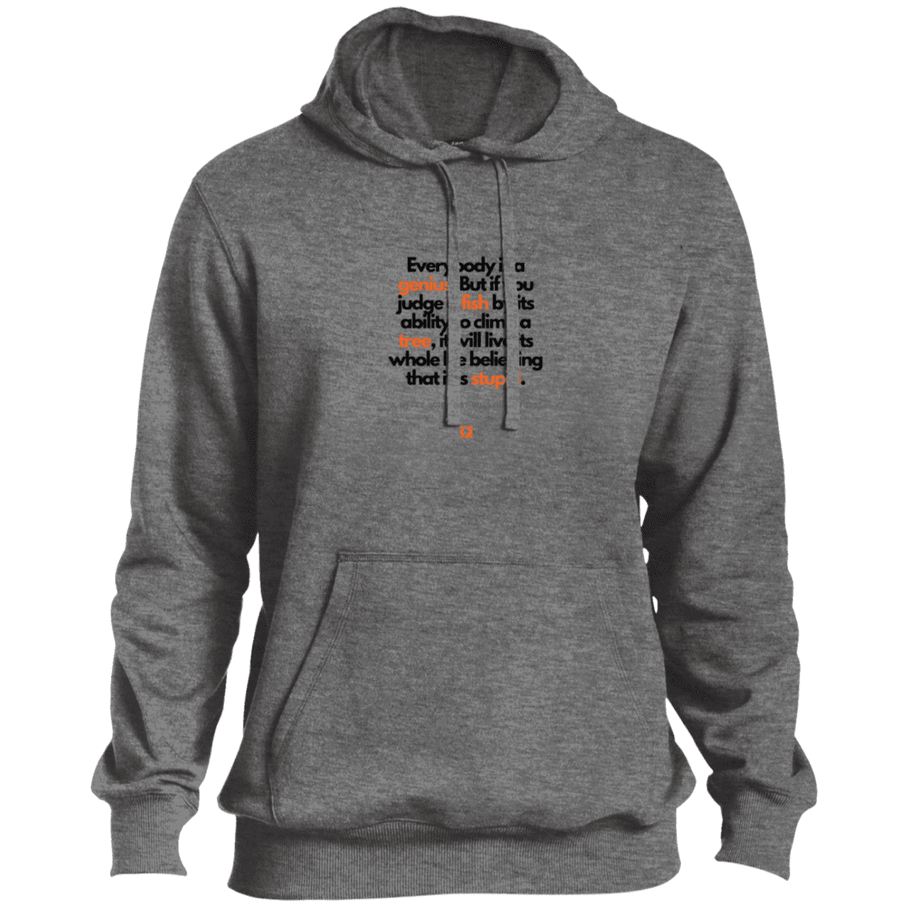 Men's Pullover Hoodie ST254 with inspiring Einstein quote: E103 - Everybody is a genius - Color: Vintage Heather