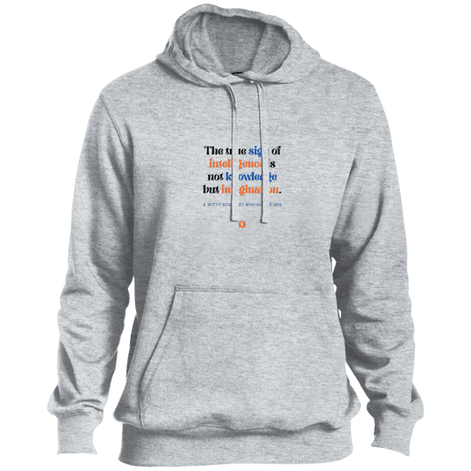 Men's Pullover Hoodie ST254 with inspiring Einstein quote: E106 - True sign of intelligence is imagination - Color: Athletic Heather