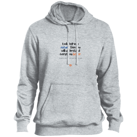 Men's Pullover Hoodie ST254 with inspiring Einstein quote: E108 - Look to nature to understand everything - Color: Athletic Heather