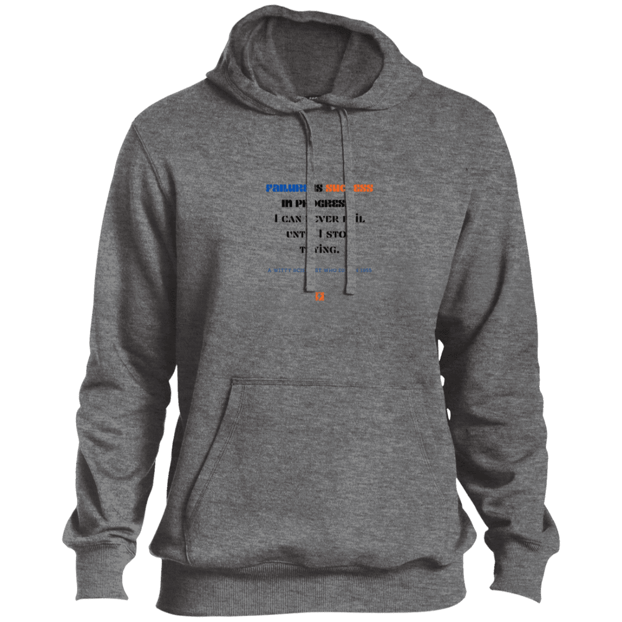 Men's Pullover Hoodie ST254 with inspiring Einstein quote: E112 - Failure is success in progress - Color: Vintage Heather