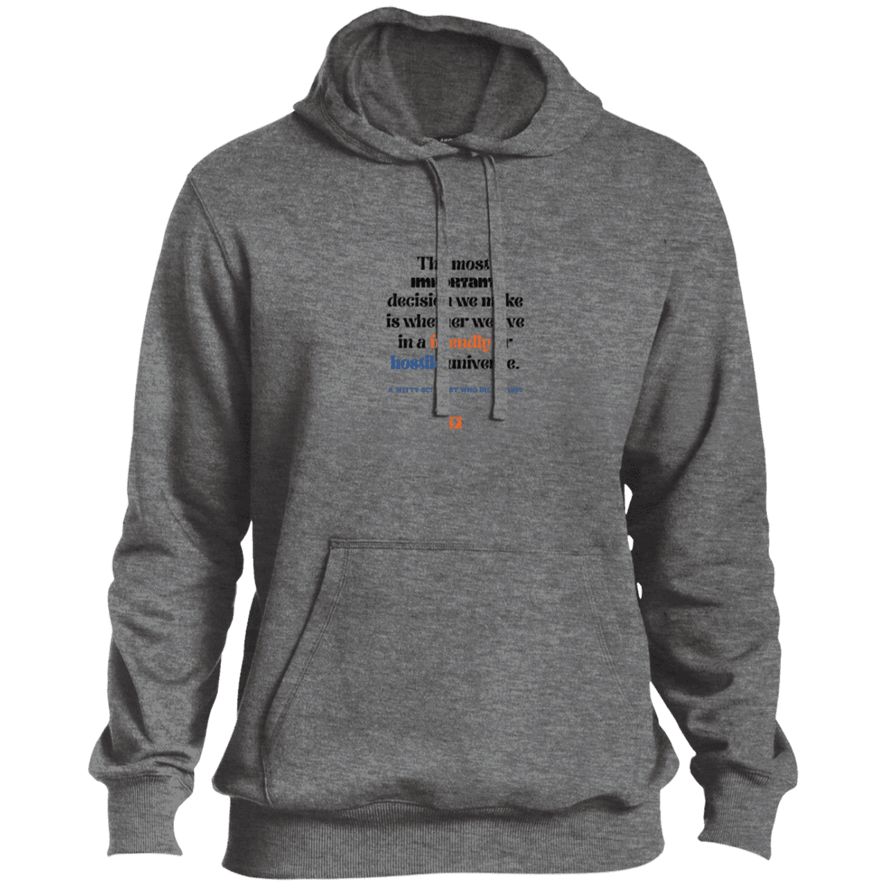 Men's Pullover Hoodie ST254 with inspiring Einstein quote: E115 - Understanding the nature of the universe is key - Color: Vintage Heather