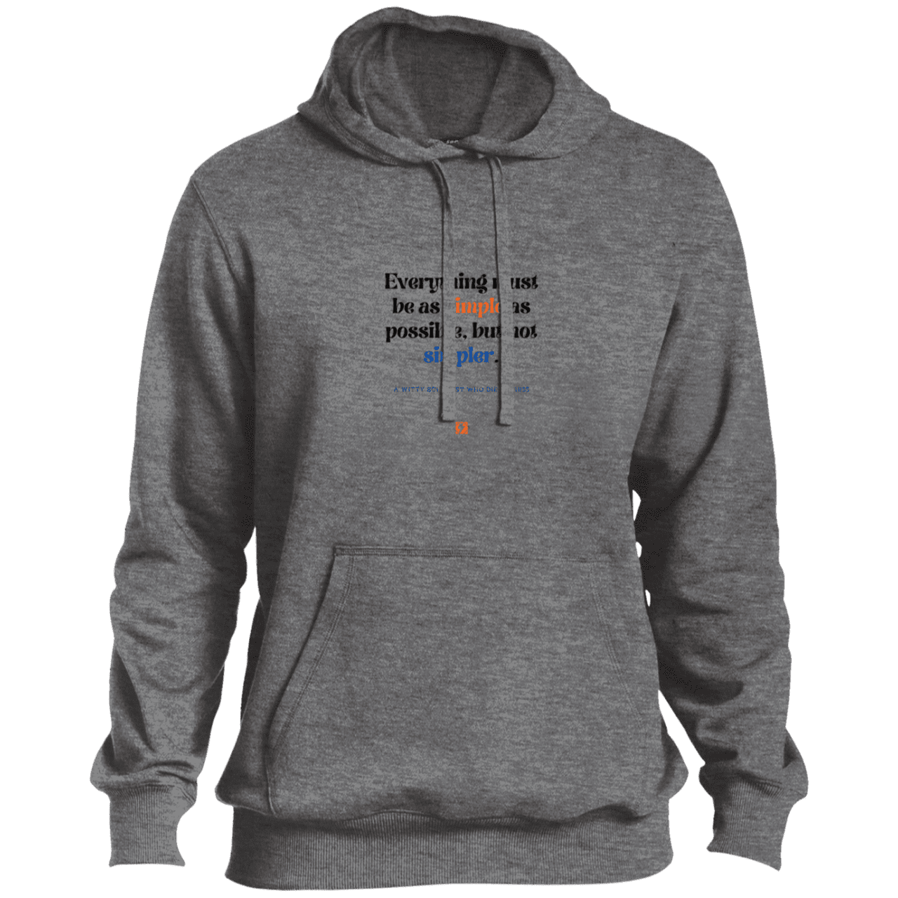 Men's Pullover Hoodie ST254 with inspiring Einstein quote: E122 - Simplicity is best - Color: Vintage Heather