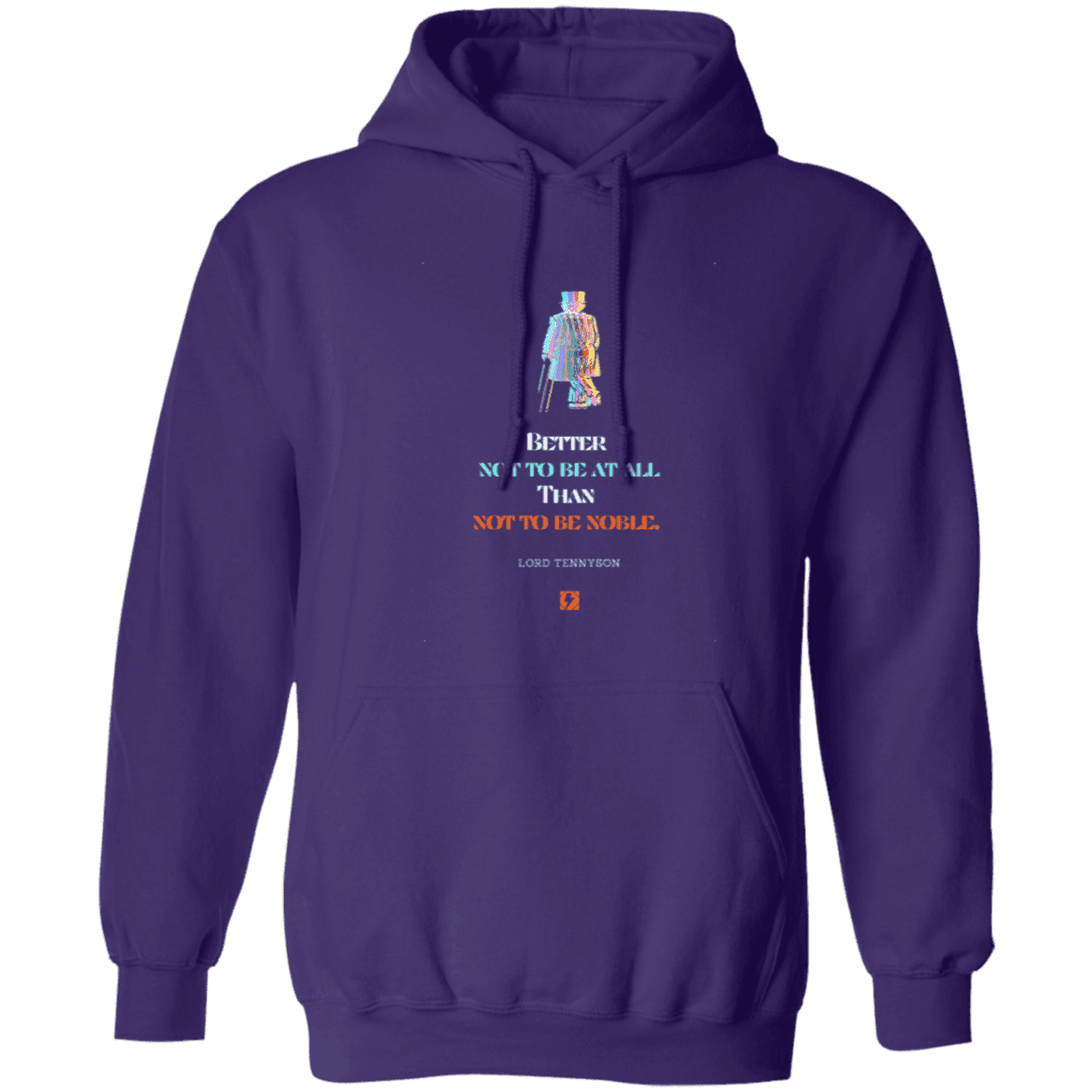 Men's Pullover Hoodie Z66x with inspiring Tennyson quote: LT102 - Being noble is what counts - Color: Purple