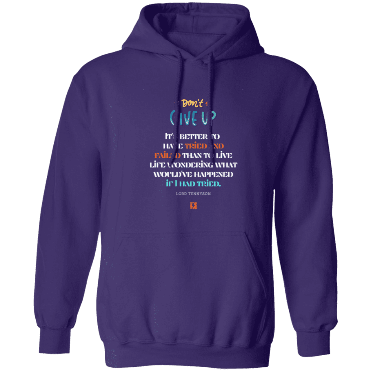 Men's Pullover Hoodie Z66x with inspiring Tennyson quote: LT106 - Failure better than non-attempt - Color: Purple