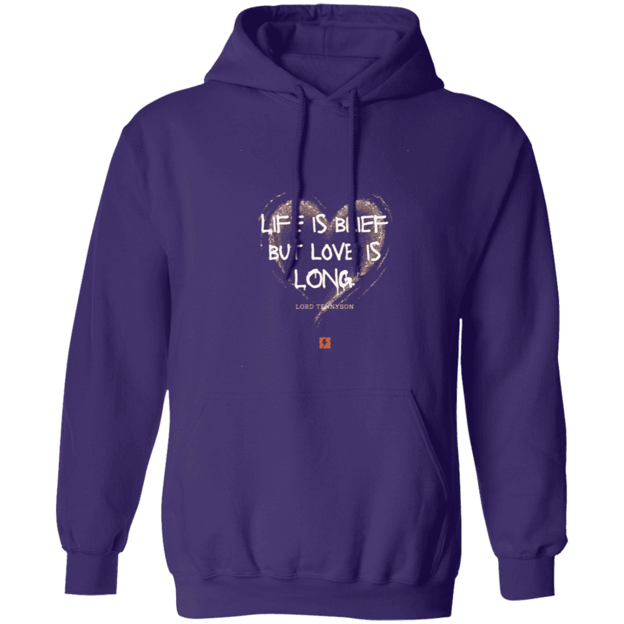 Men's Pullover Hoodie Z66x with inspiring Tennyson quote: LT108 - Life vs Love - Color: Purple