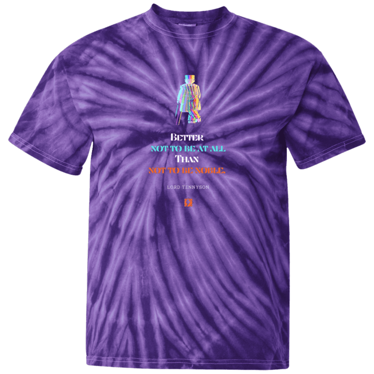 Men's T-Shirt Cotton Tie Dye CD100 with inspiring Tennyson quote: LT102 - Being noble is what counts - Color: SpiderPurple