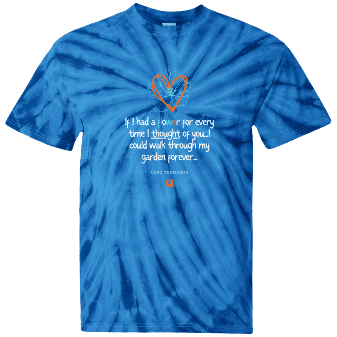 Men's T-Shirt Cotton Tie Dye CD100 with inspiring Tennyson quote: LT104 - Thinking of you - Color: SpiderRoyal