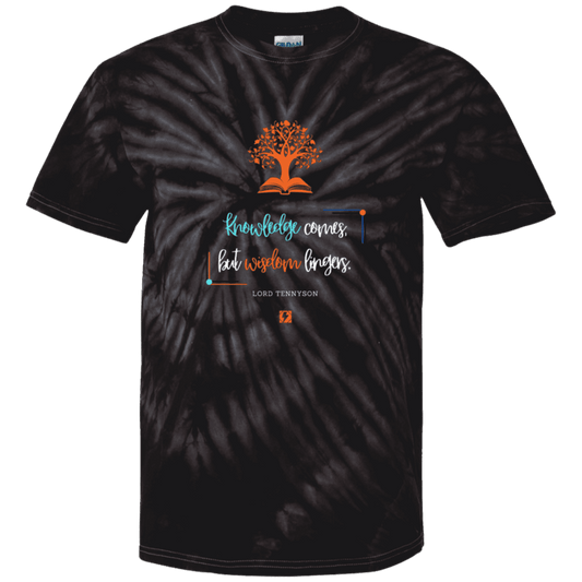 Men's T-Shirt Cotton Tie Dye CD100 with inspiring Tennyson quote: LT107 - Knowledge vs Wisdom - Color: SpiderBlack