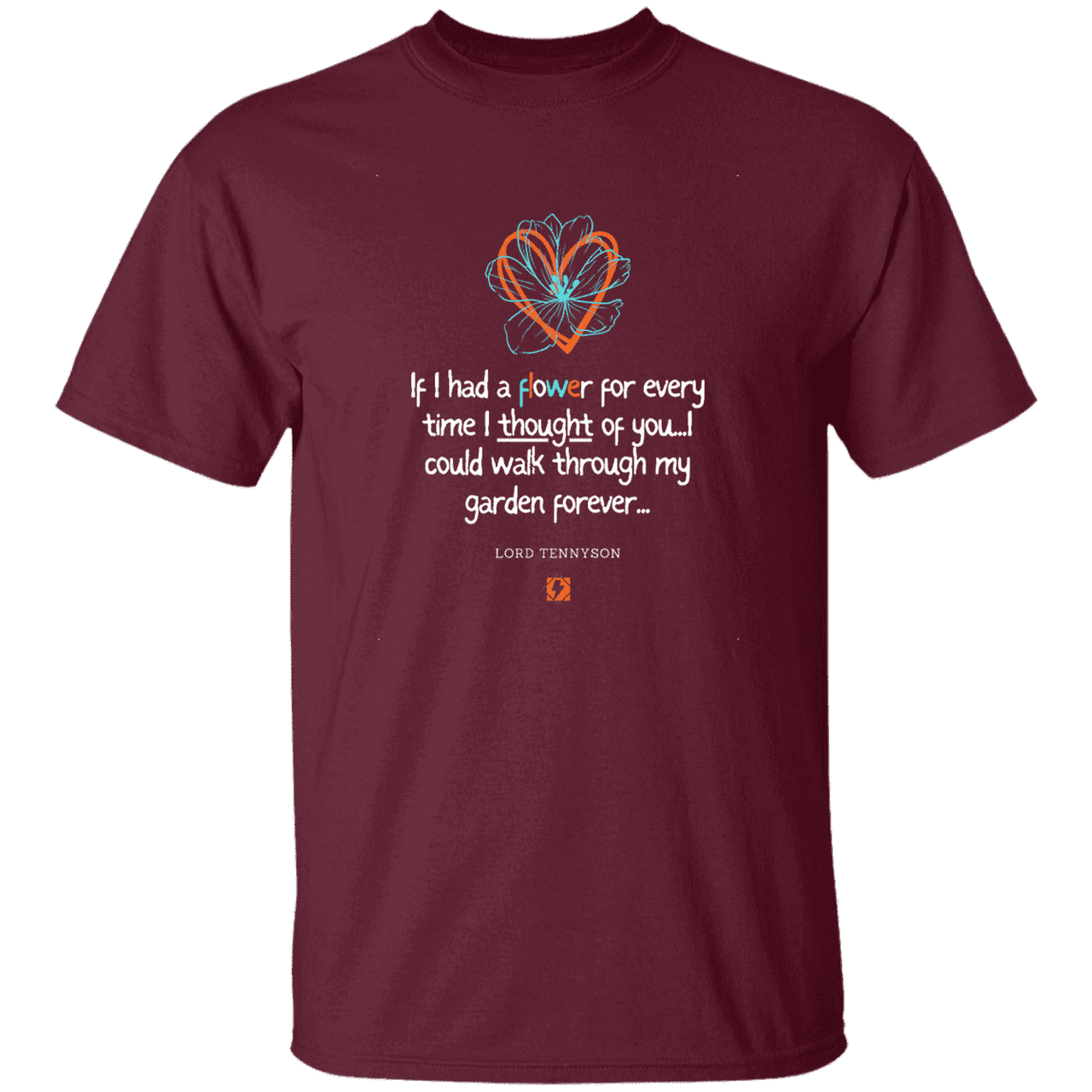 Men's T-Shirt G500 with inspiring Tennyson quote: LT104 - Thinking of you - Color: Maroon