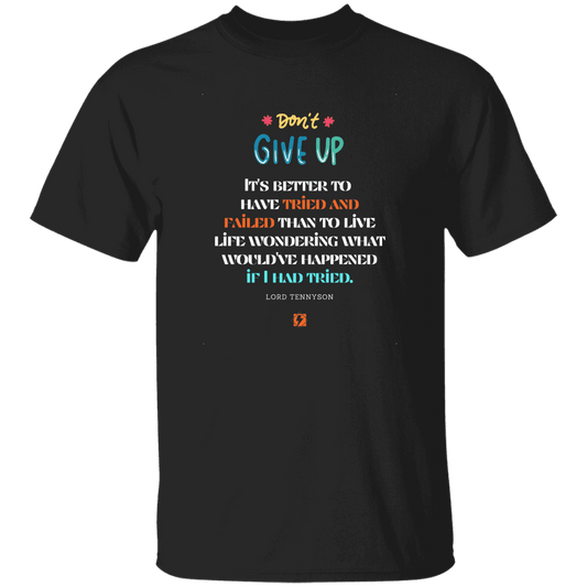 Men's T-Shirt G500 with inspiring Tennyson quote: LT106 - Failure better than non-attempt - Color: Black