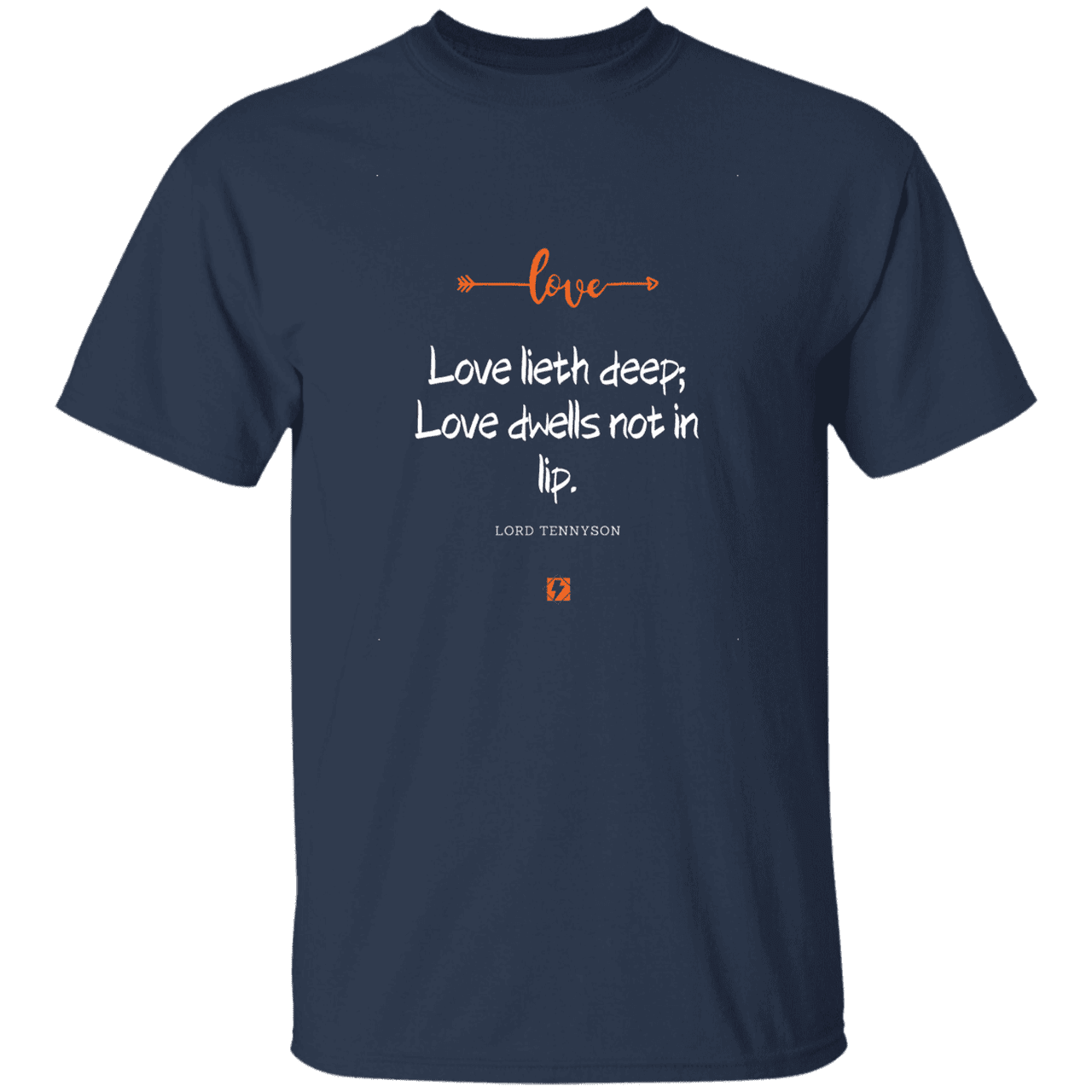 Men's T-Shirt G500 with inspiring Tennyson quote: LT110 - Love is in the depth of the heart - Color: Navy