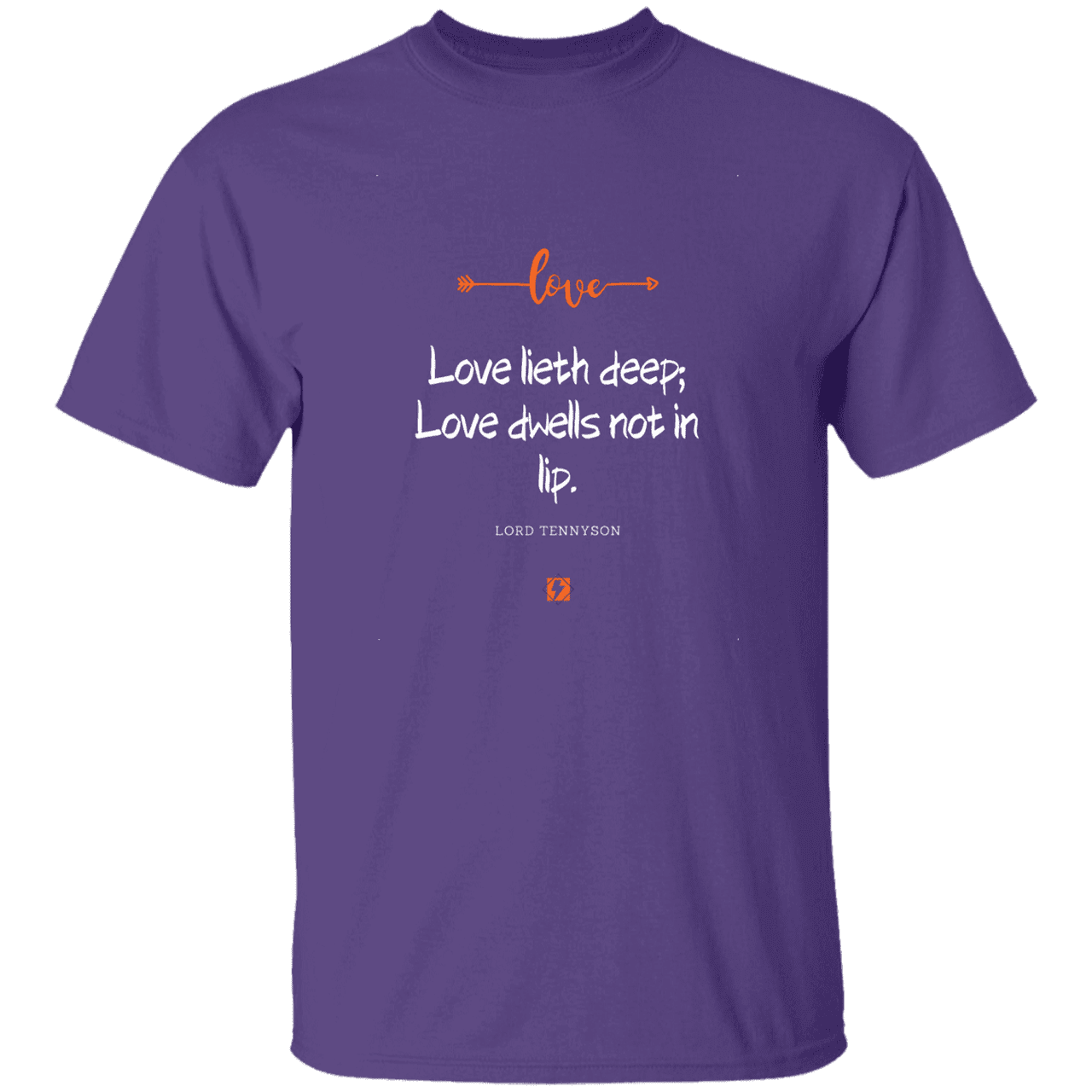 Men's T-Shirt G500 with inspiring Tennyson quote: LT110 - Love is in the depth of the heart - Color: Purple