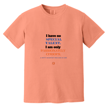 Men's T-Shirt Heavyweight Dyed Tee CC1717 with inspiring Einstein quote: E105 - I am only passionately curious - Color: Terracotta
