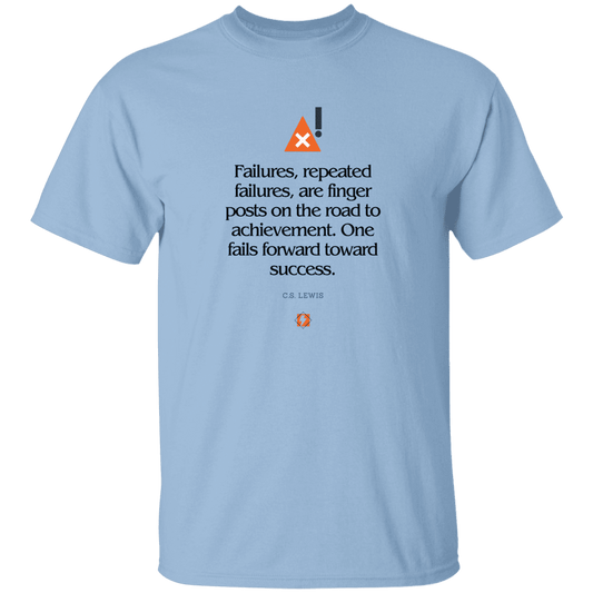 Men's T-Shirt Heavyweight G500 with inspiring CS Lewis quote: CS104 - Failures to Success - Color: Light Blue