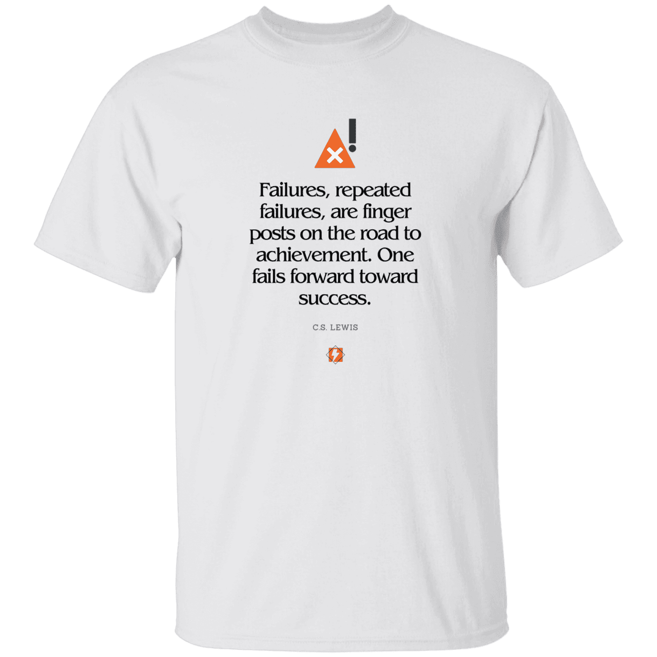 Men's T-Shirt Heavyweight G500 with inspiring CS Lewis quote: CS104 - Failures to Success - Color: White