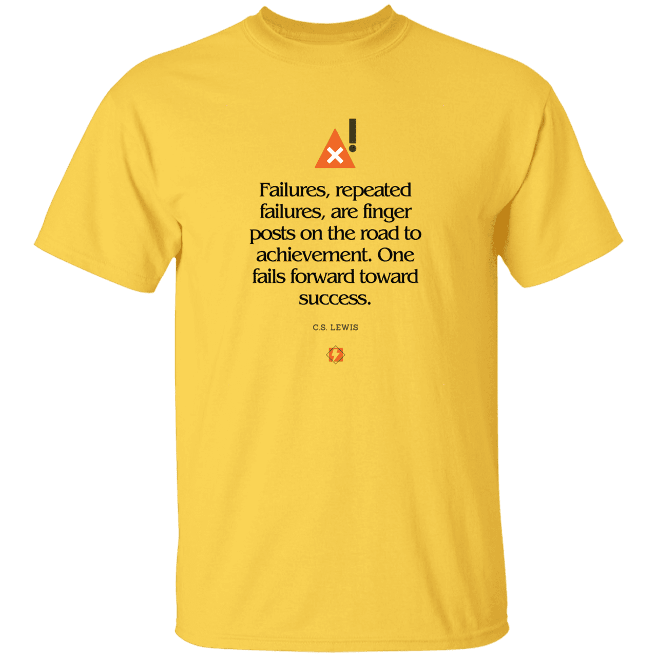 Men's T-Shirt Heavyweight G500 with inspiring CS Lewis quote: CS104 - Failures to Success - Color: Daisy