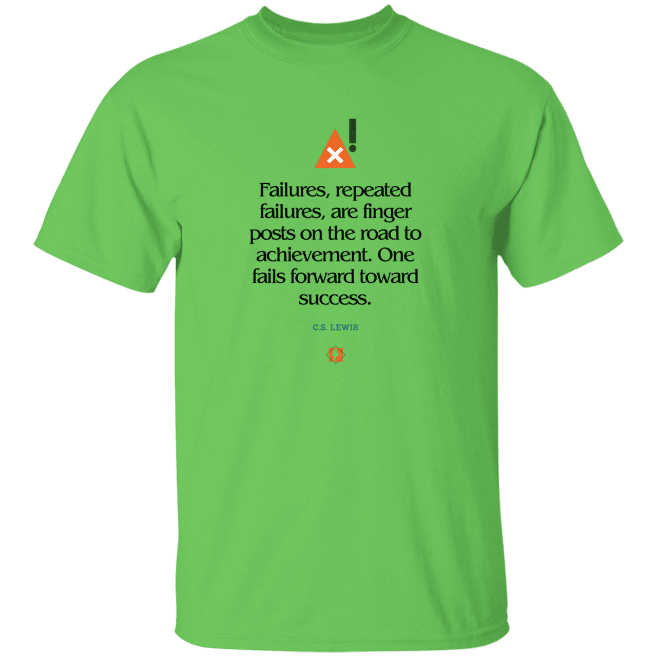 Men's T-Shirt Heavyweight G500 with inspiring CS Lewis quote: CS104 - Failures to Success - Color: Lime