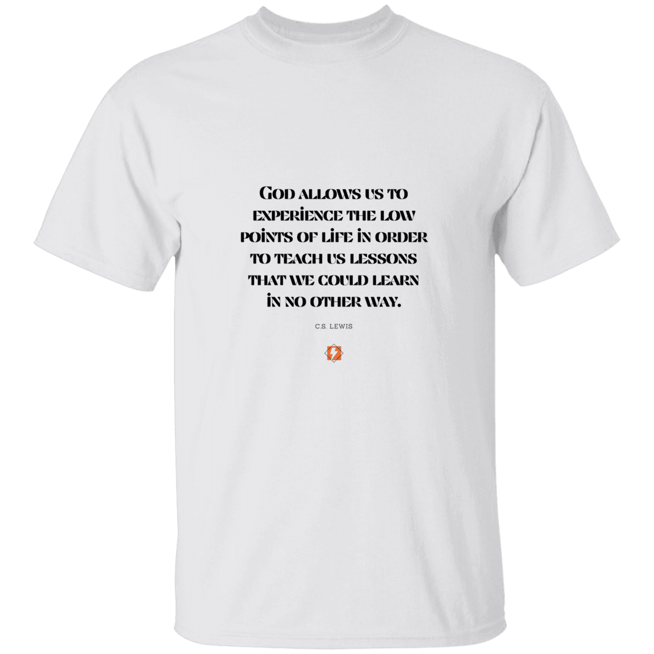 Men's T-Shirt Heavyweight G500 with inspiring CS Lewis quote: CS105 - Lowpoints are lessons - Color: White