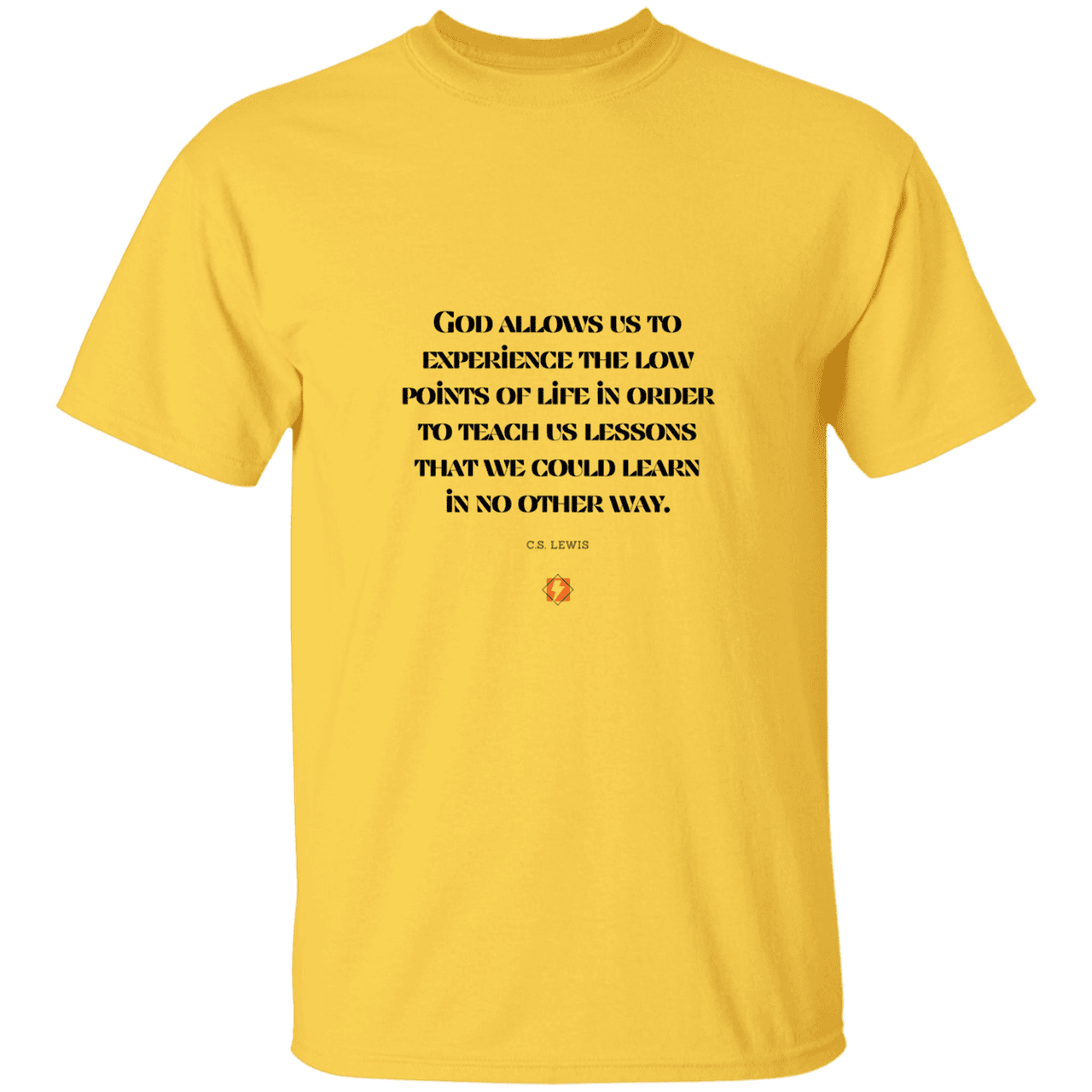 Men's T-Shirt Heavyweight G500 with inspiring CS Lewis quote: CS105 - Lowpoints are lessons - Color: Daisy