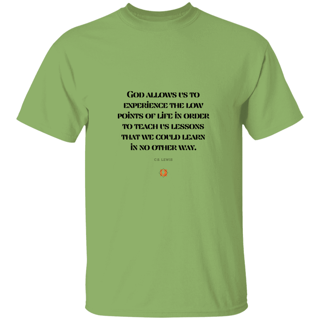 Men's T-Shirt Heavyweight G500 with inspiring CS Lewis quote: CS105 - Lowpoints are lessons - Color: Kiwi