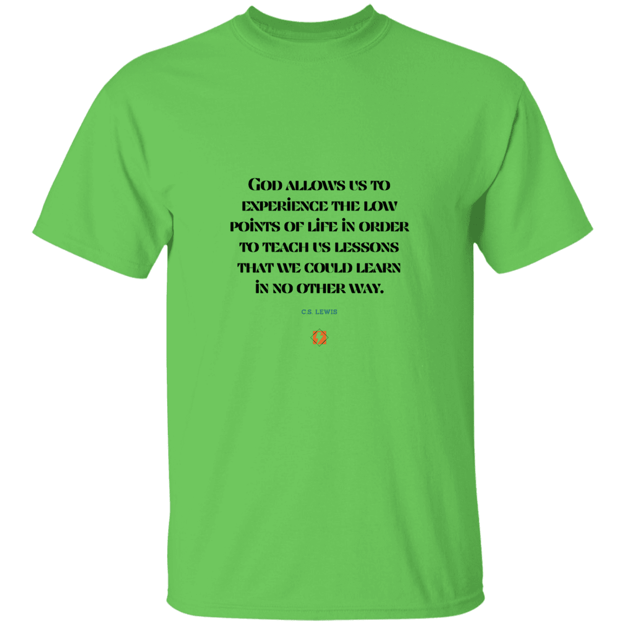 Men's T-Shirt Heavyweight G500 with inspiring CS Lewis quote: CS105 - Lowpoints are lessons - Color: Lime