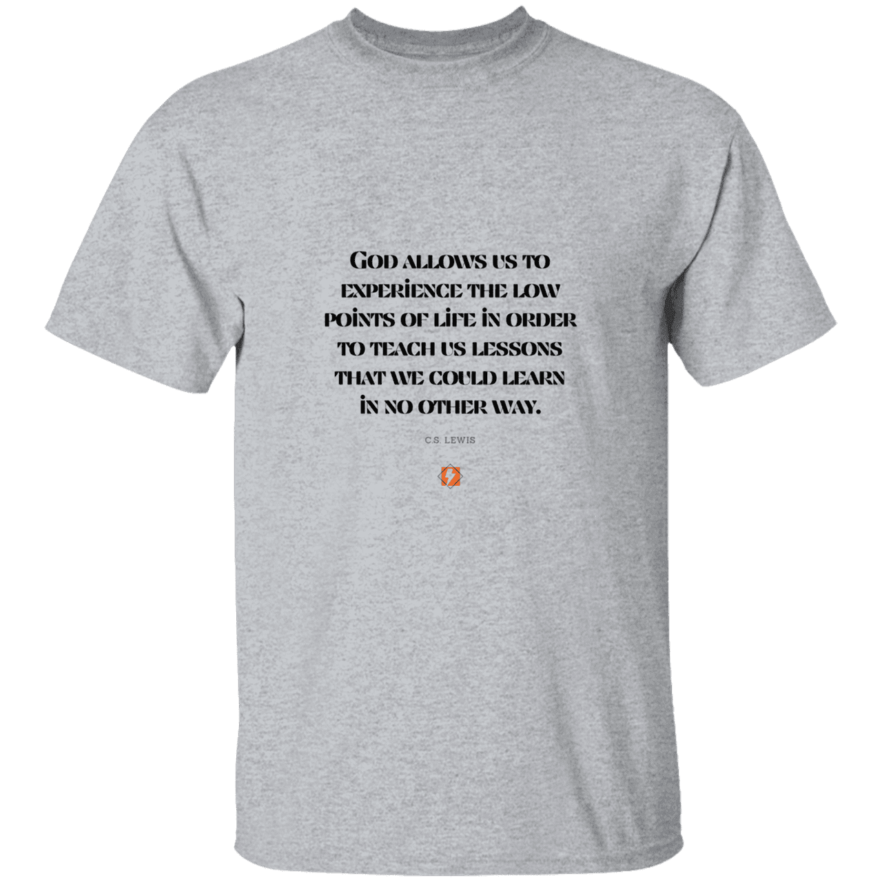 Men's T-Shirt Heavyweight G500 with inspiring CS Lewis quote: CS105 - Lowpoints are lessons - Color: Sport Grey