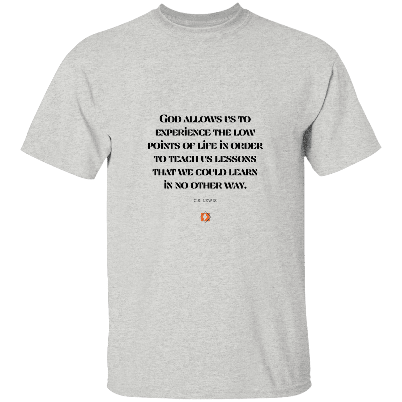 Men's T-Shirt Heavyweight G500 with inspiring CS Lewis quote: CS105 - Lowpoints are lessons - Color: Ash