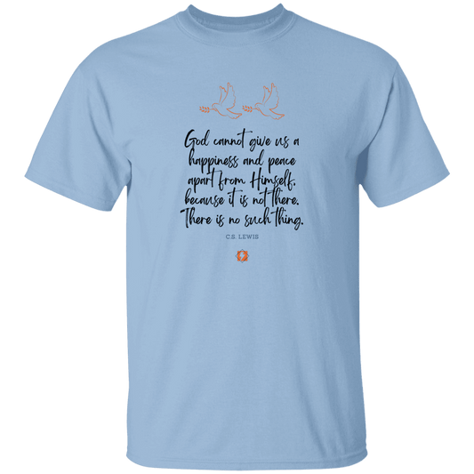 Men's T-Shirt Heavyweight G500 with inspiring CS Lewis quote: CS106 - No peace apart from God - Color: Light Blue