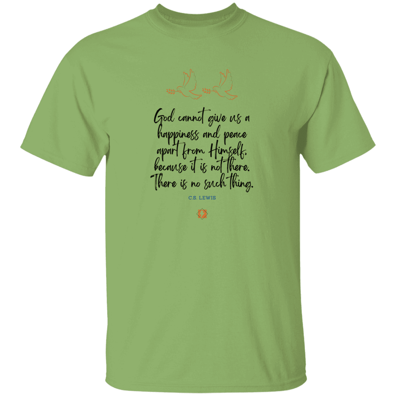 Men's T-Shirt Heavyweight G500 with inspiring CS Lewis quote: CS106 - No peace apart from God - Color: Kiwi