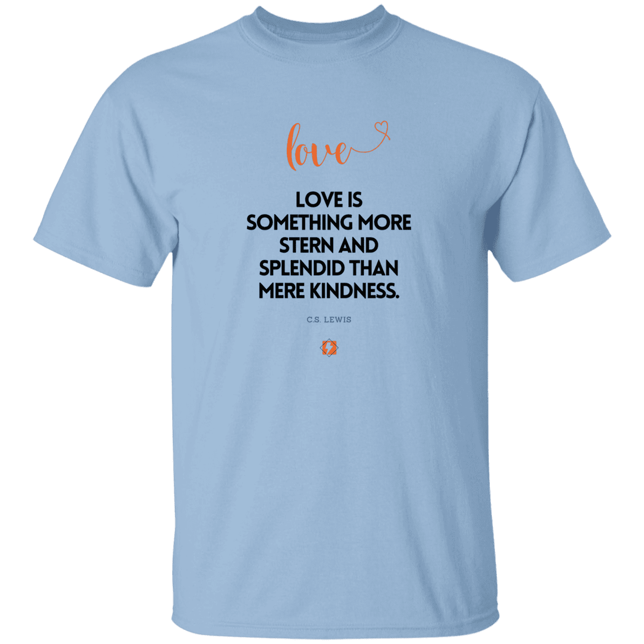 Men's T-Shirt Heavyweight G500 with inspiring CS Lewis quote: CS109 - Love is more than kindness - Color: Light Blue