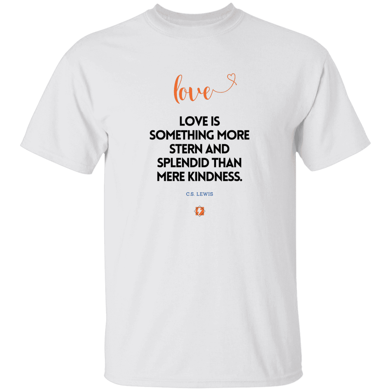 Men's T-Shirt Heavyweight G500 with inspiring CS Lewis quote: CS109 - Love is more than kindness - Color: White