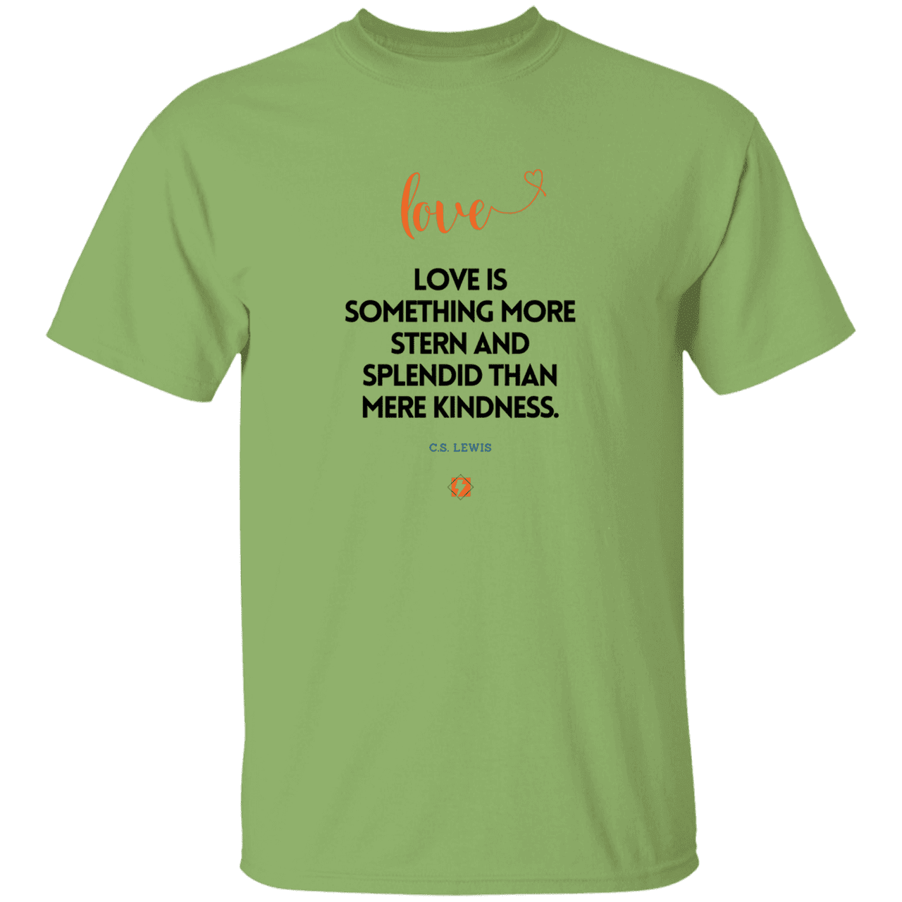 Men's T-Shirt Heavyweight G500 with inspiring CS Lewis quote: CS109 - Love is more than kindness - Color: Kiwi