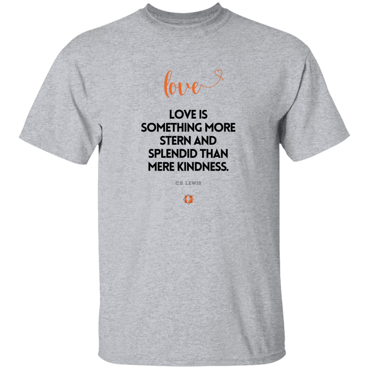 Men's T-Shirt Heavyweight G500 with inspiring CS Lewis quote: CS109 - Love is more than kindness - Color: Sport Grey